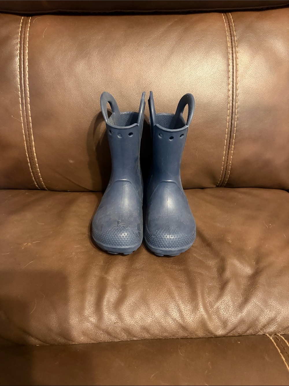 CROCS Kids Navy Pull-On Rain Boots with Easy Grab Handles